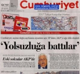 Cumhuriyet gazetesi de AKP'ye kar SP kartn at