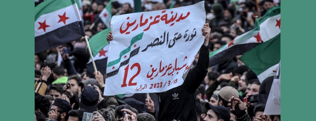 Suriye'de halk direniinin 12. yl dnmnde rejim kart gsteriler dzenlendi