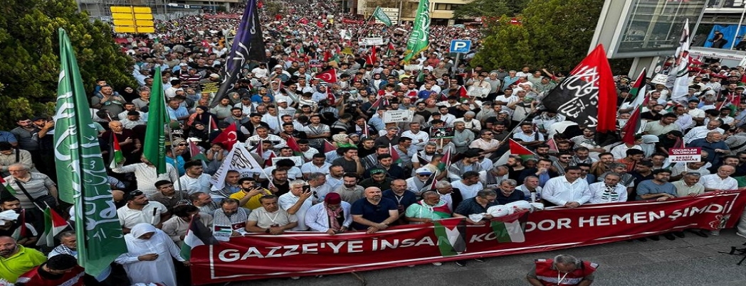 Ankara'da yz bin kii Gazze'ye insani koridor iin TBMM'ye yrd